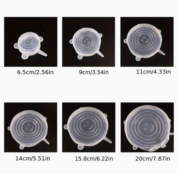 Set de 6 Tapas de Silicona Reutilizables