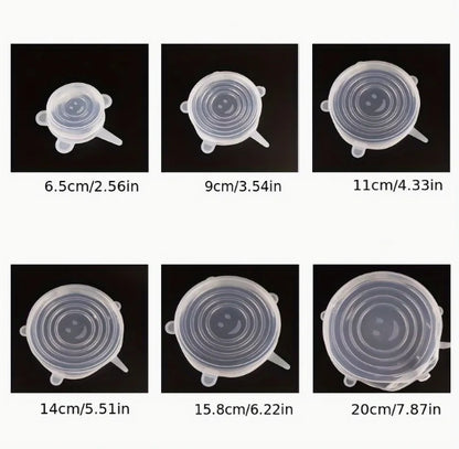 Set de 6 Tapas de Silicona Reutilizables